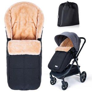 Wool Bunting Bag Universal, Stroller Sleeping Bag, Waterproof Footmuff (Black)